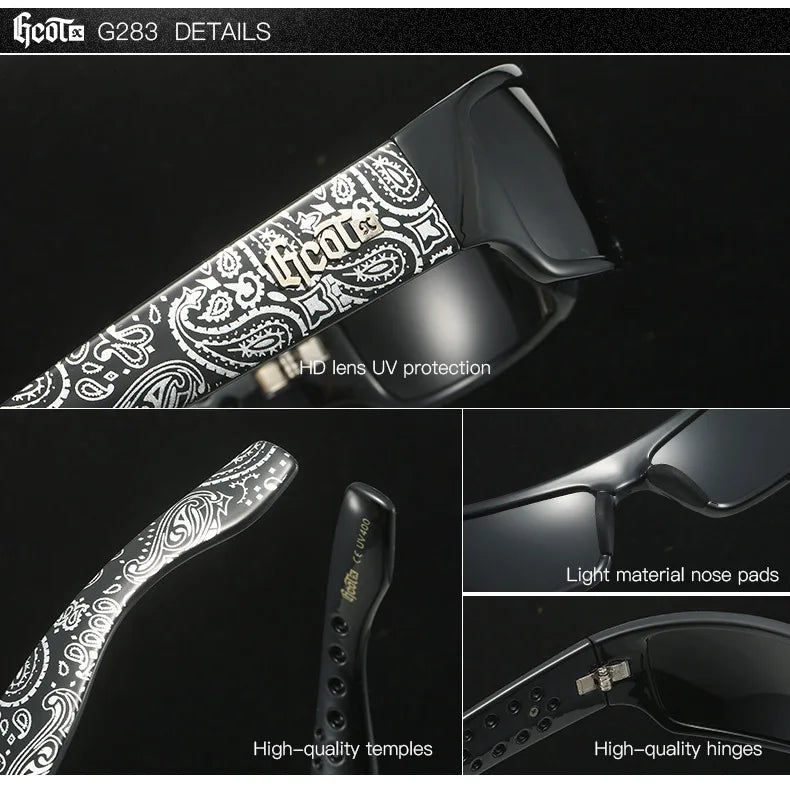 GCOTX Trendy Brand Luxury Polarized Sunglasses Chicano Motorcycle Gang Style Hip-hop Fashion West Coast Men's Sun Glasses G283